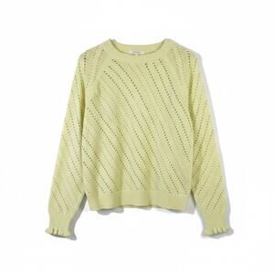 NWT See by Chloe Open Knit Cotton Alpaca Wool Sweater XL Quiet Luxury Pointelle